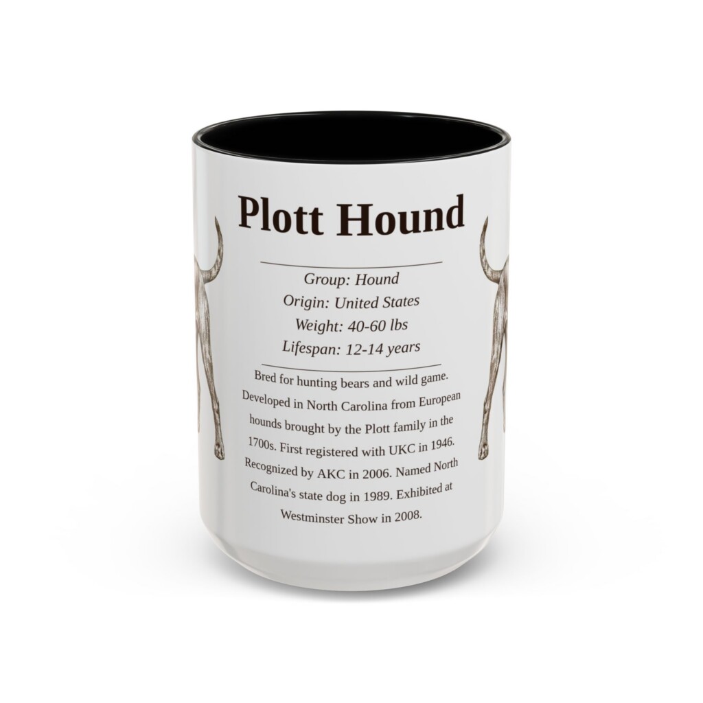 15oz Plott Hound Mug, Black, front view