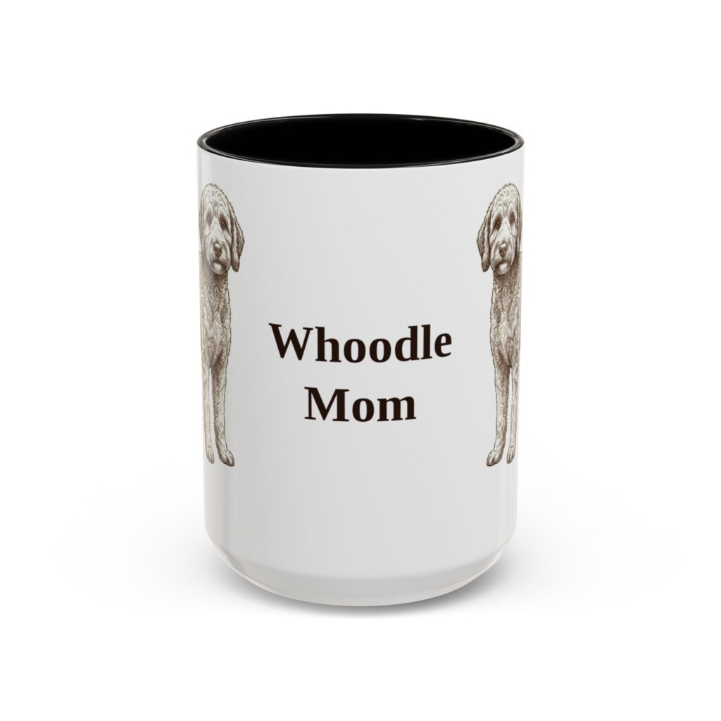 15oz Whoodle Dog Mom Mug, Vintage Sketch Coffee Mug, Dog Mom Gift