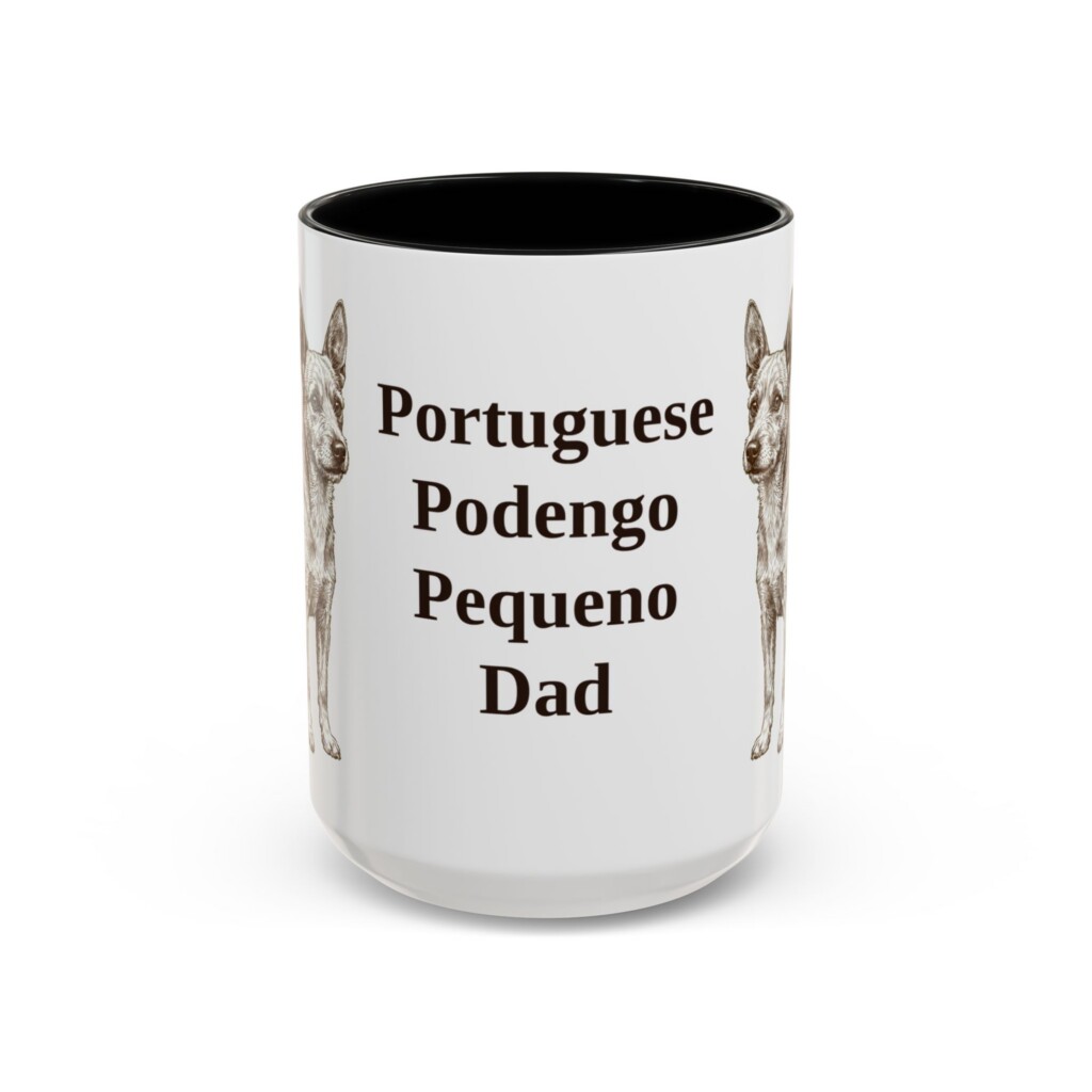 15oz Portuguese Podengo Pequeno Dog Dad Mug, Vintage Sketch Coffee Mug, Dog Dad Gift