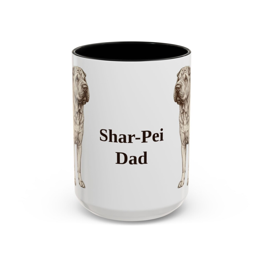 15oz Shar-Pei Dog Dad Mug, Vintage Sketch Coffee Mug, Dog Dad Gift