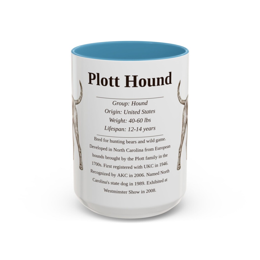 15oz Plott Hound Mug, Light Blue, front view