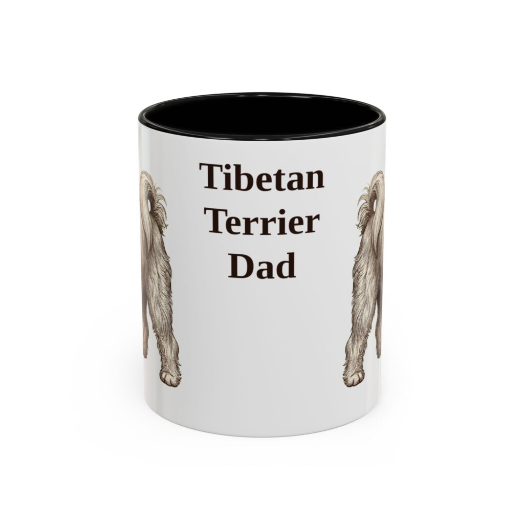 11oz Tibetan Terrier Dog Dad Mug, Vintage Sketch Coffee Mug, Dog Dad Gift