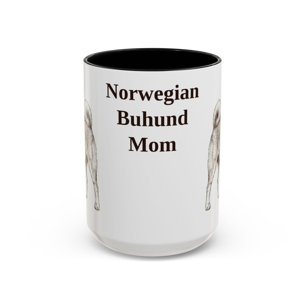15oz Norwegian Buhund Dog Mom Mug, Vintage Sketch Coffee Mug, Dog Mom Gift