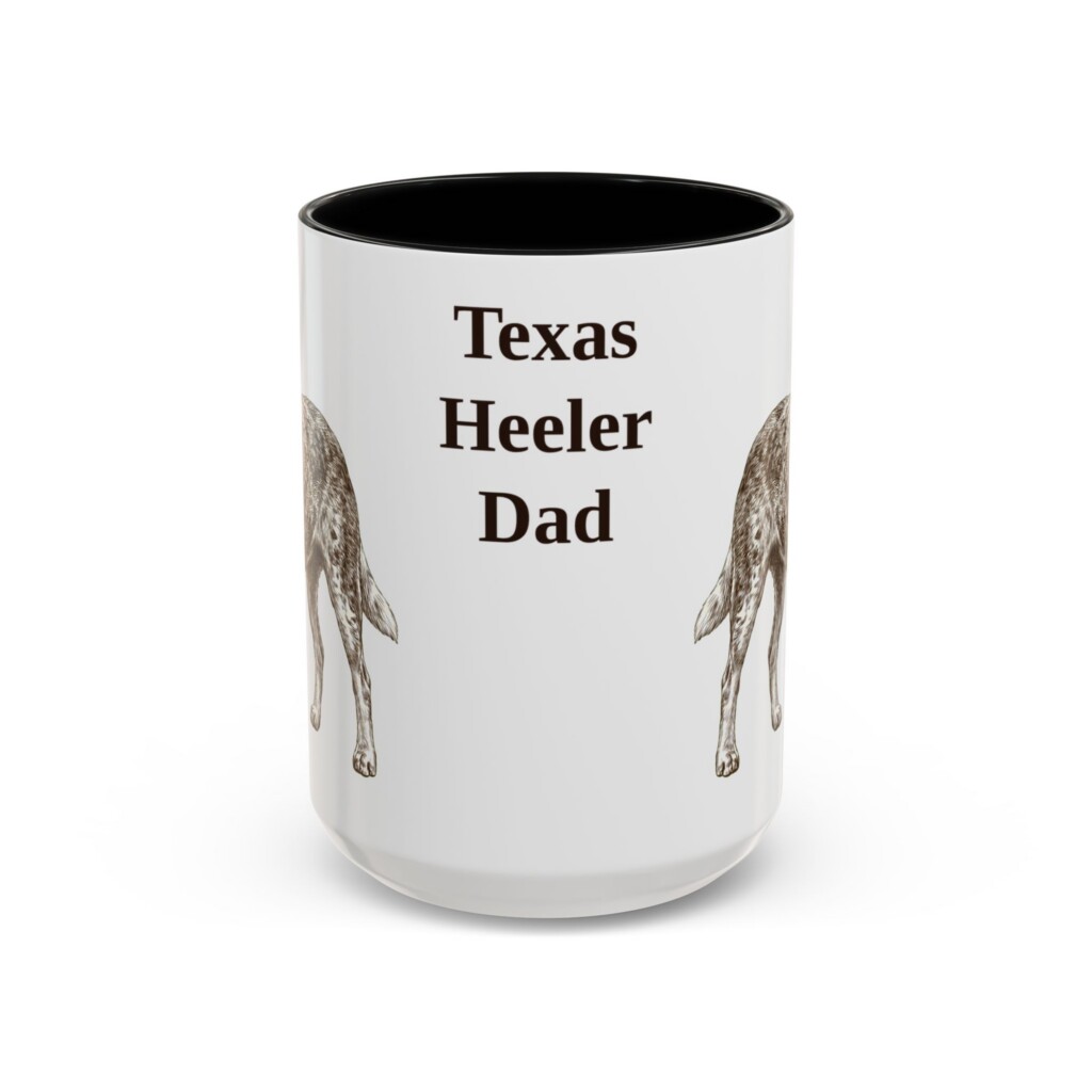 15oz Texas Heeler Dog Dad Mug, Vintage Sketch Coffee Mug, Dog Dad Gift