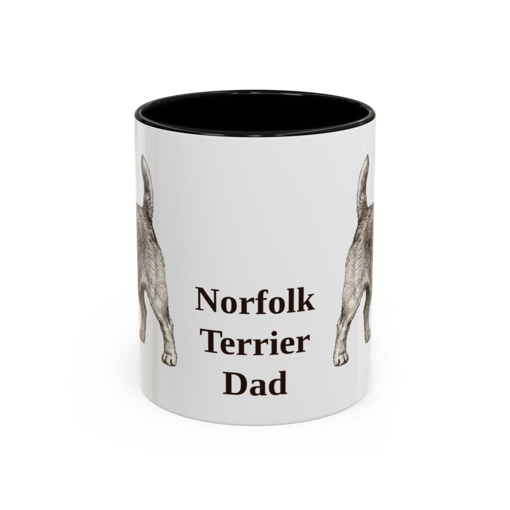 11oz Norfolk Terrier Dog Dad Mug, Vintage Sketch Coffee Mug, Dog Dad Gift