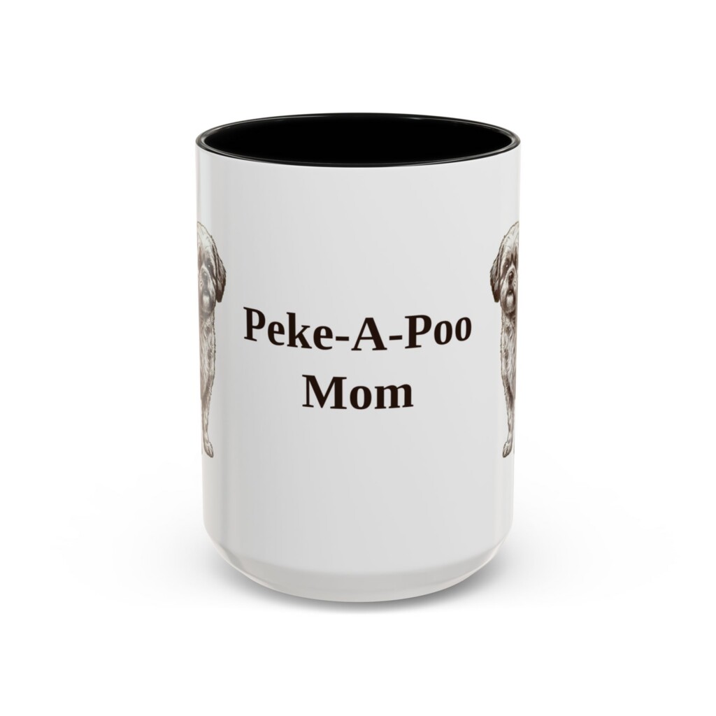 15oz Peke-A-Poo Dog Mom Mug, Vintage Sketch Coffee Mug, Dog Mom Gift