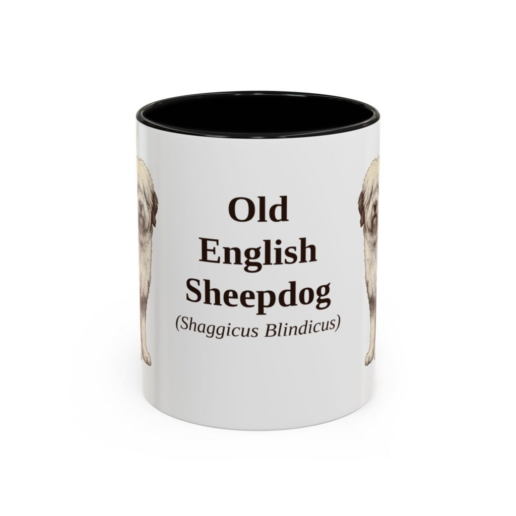 11oz Old English Sheepdog Latin Mug, Vintage Dog Coffee Mug, Dog Lover Gift