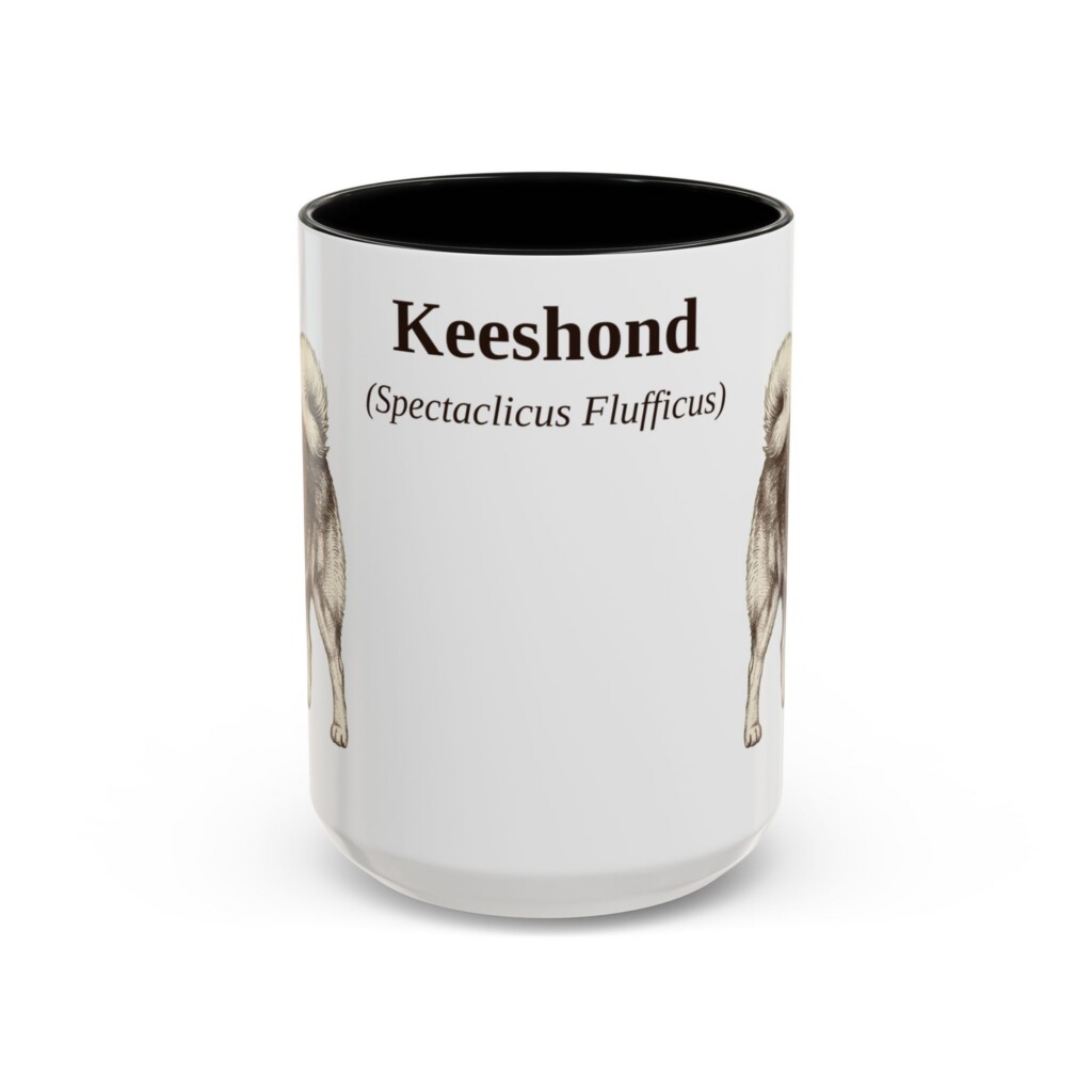 15oz Keeshond Latin Mug, Vintage Dog Coffee Mug, Dog Lover Gift