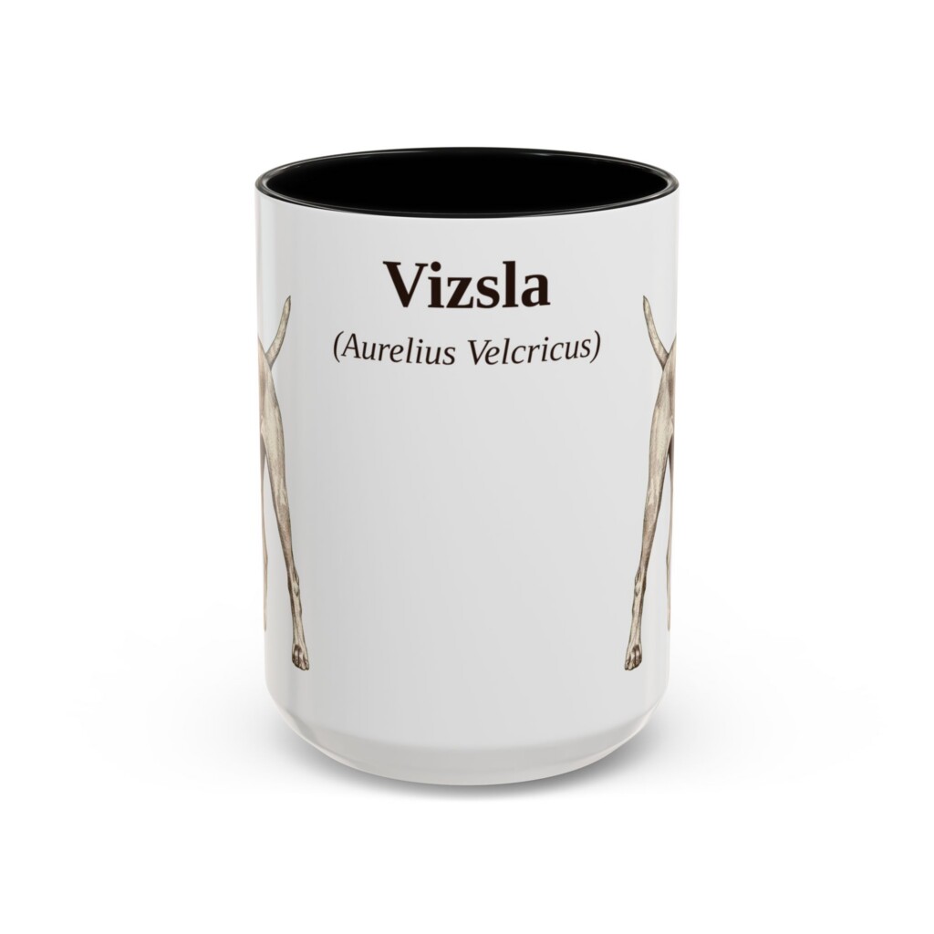 15oz Vizsla Latin Mug, Vintage Dog Coffee Mug, Dog Lover Gift