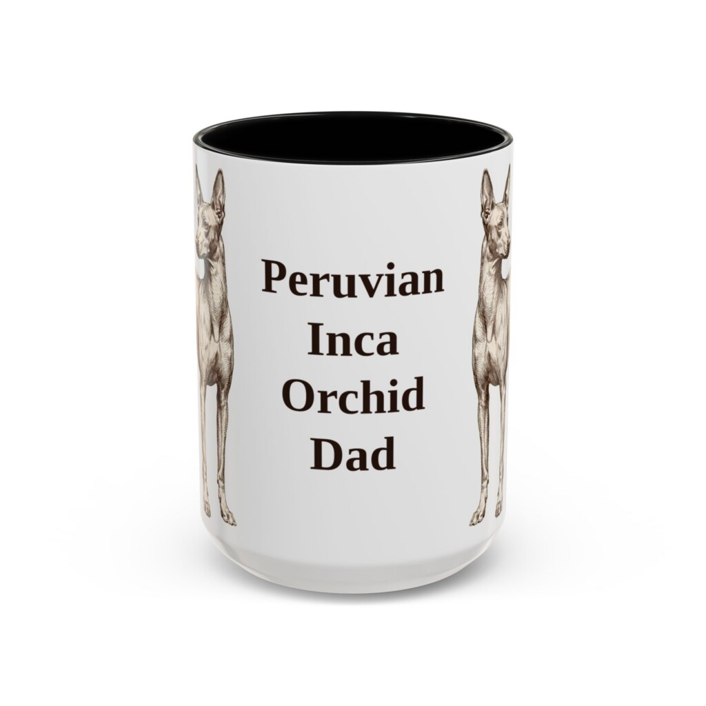 15oz Peruvian Inca Orchid Dog Dad Mug, Vintage Sketch Coffee Mug, Dog Dad Gift