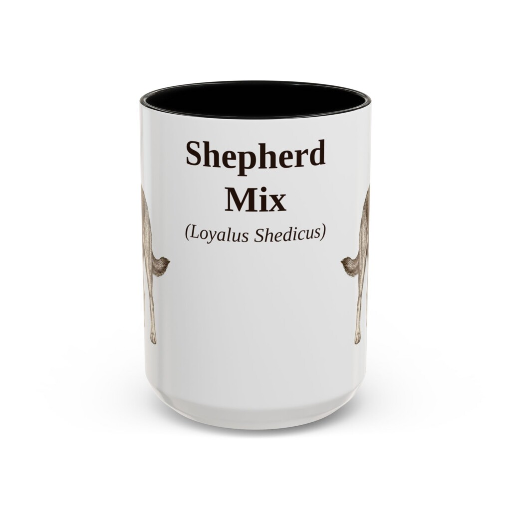 15oz Shepherd Mix Latin Mug, Vintage Dog Coffee Mug, Dog Lover Gift