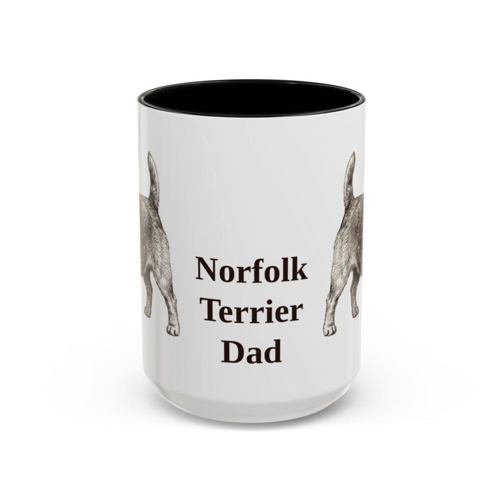 15oz Norfolk Terrier Dog Dad Mug, Vintage Sketch Coffee Mug, Dog Dad Gift