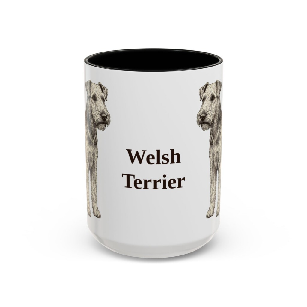15oz Welsh Terrier Mug, Vintage Dog Portrait Coffee Mug, Dog Lover Gift