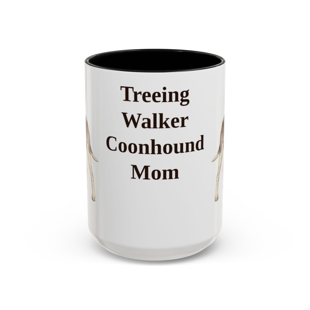 15oz Treeing Walker Coonhound Dog Mom Mug, Vintage Sketch Coffee Mug, Dog Mom Gift