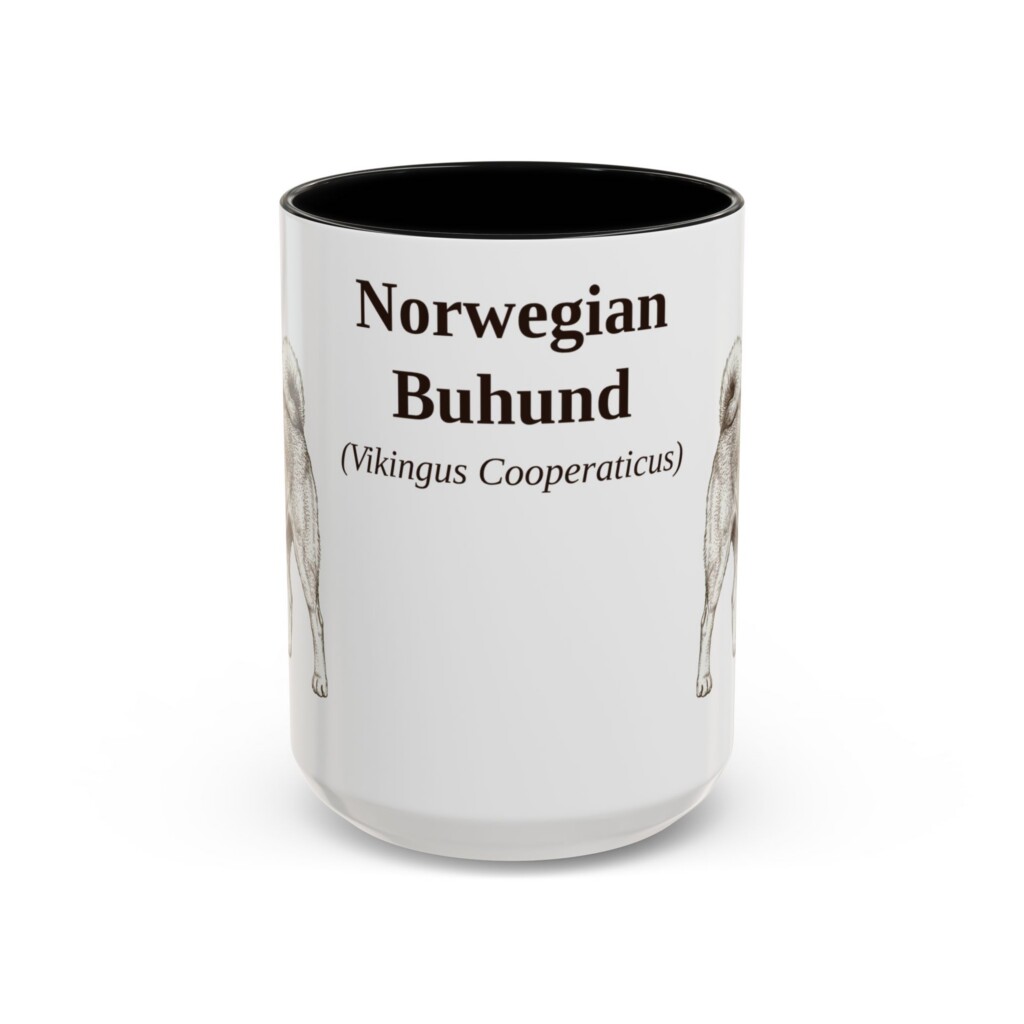 15oz Norwegian Buhund Latin Mug, Vintage Dog Coffee Mug, Dog Lover Gift