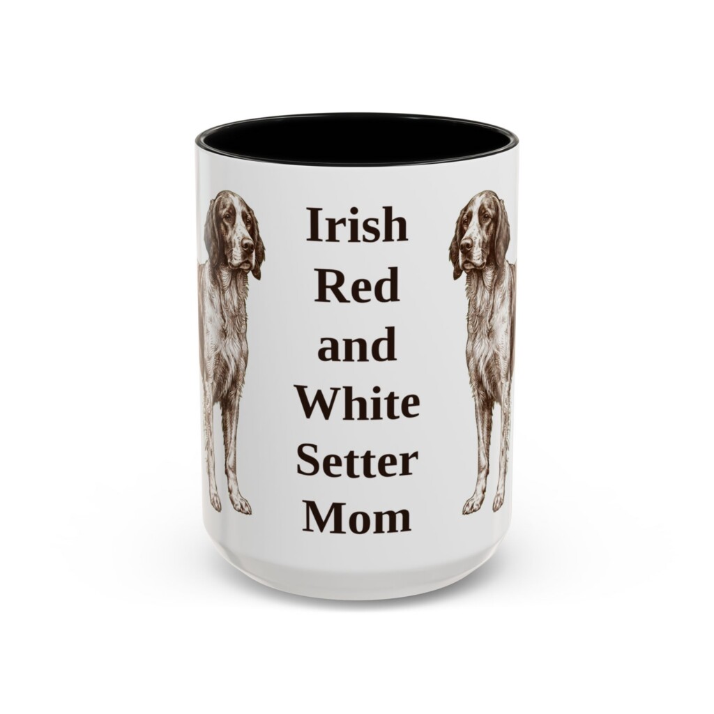 15oz Irish Red and White Setter Dog Mom Mug, Vintage Sketch Coffee Mug, Dog Mom Gift