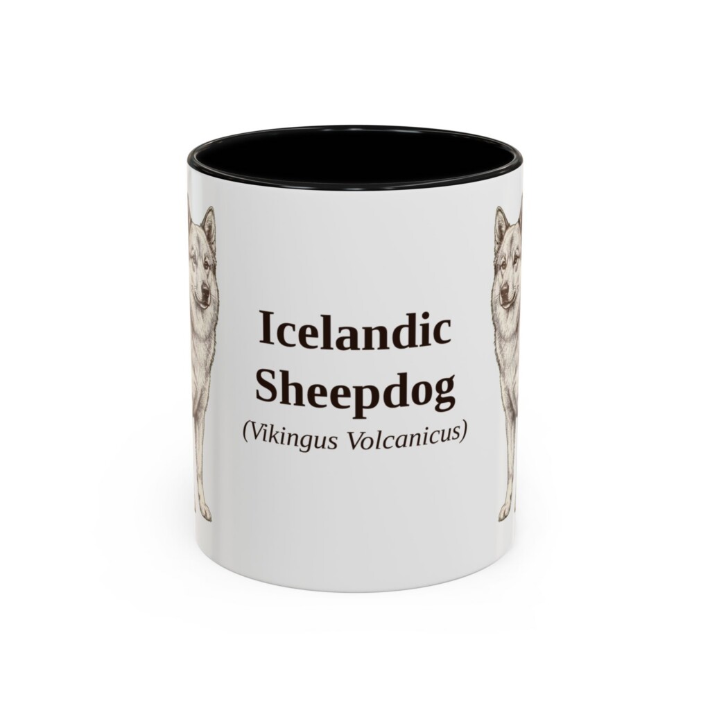 11oz Icelandic Sheepdog Latin Mug, Vintage Dog Coffee Mug, Dog Lover Gift