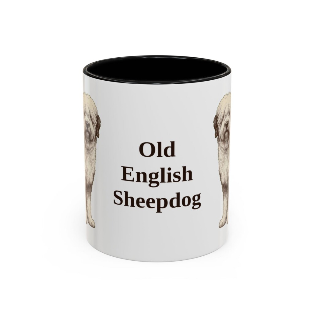 11oz Old English Sheepdog Mug, Vintage Dog Portrait Coffee Mug, Dog Lover Gift