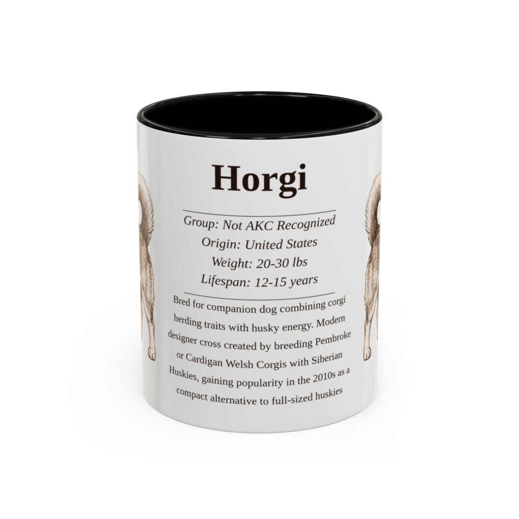 9129870650862221422_2048-1.jpeg 11oz Horgi Mug, Illustrated Dog Breed Facts Coffee Mug, Vintage Dog Keepsake Gift