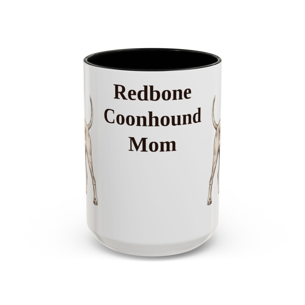15oz Redbone Coonhound Dog Mom Mug, Vintage Sketch Coffee Mug, Dog Mom Gift