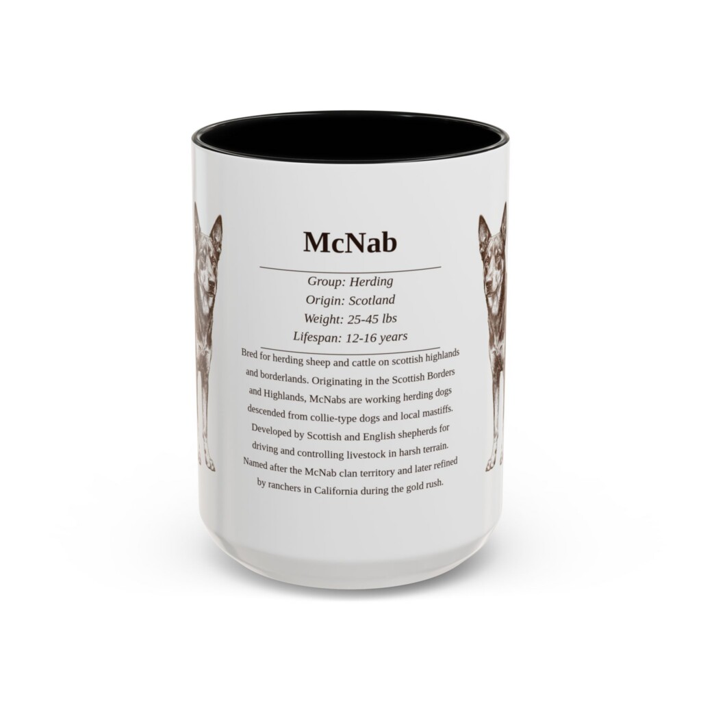 15oz McNab Mug, Illustrated Dog Breed Facts Coffee Mug, Vintage Dog Keepsake Gift