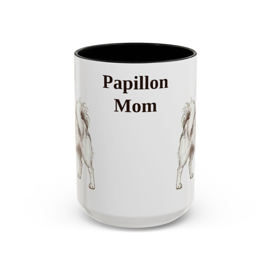 15oz Papillon Dog Mom Mug, Vintage Sketch Coffee Mug, Dog Mom Gift