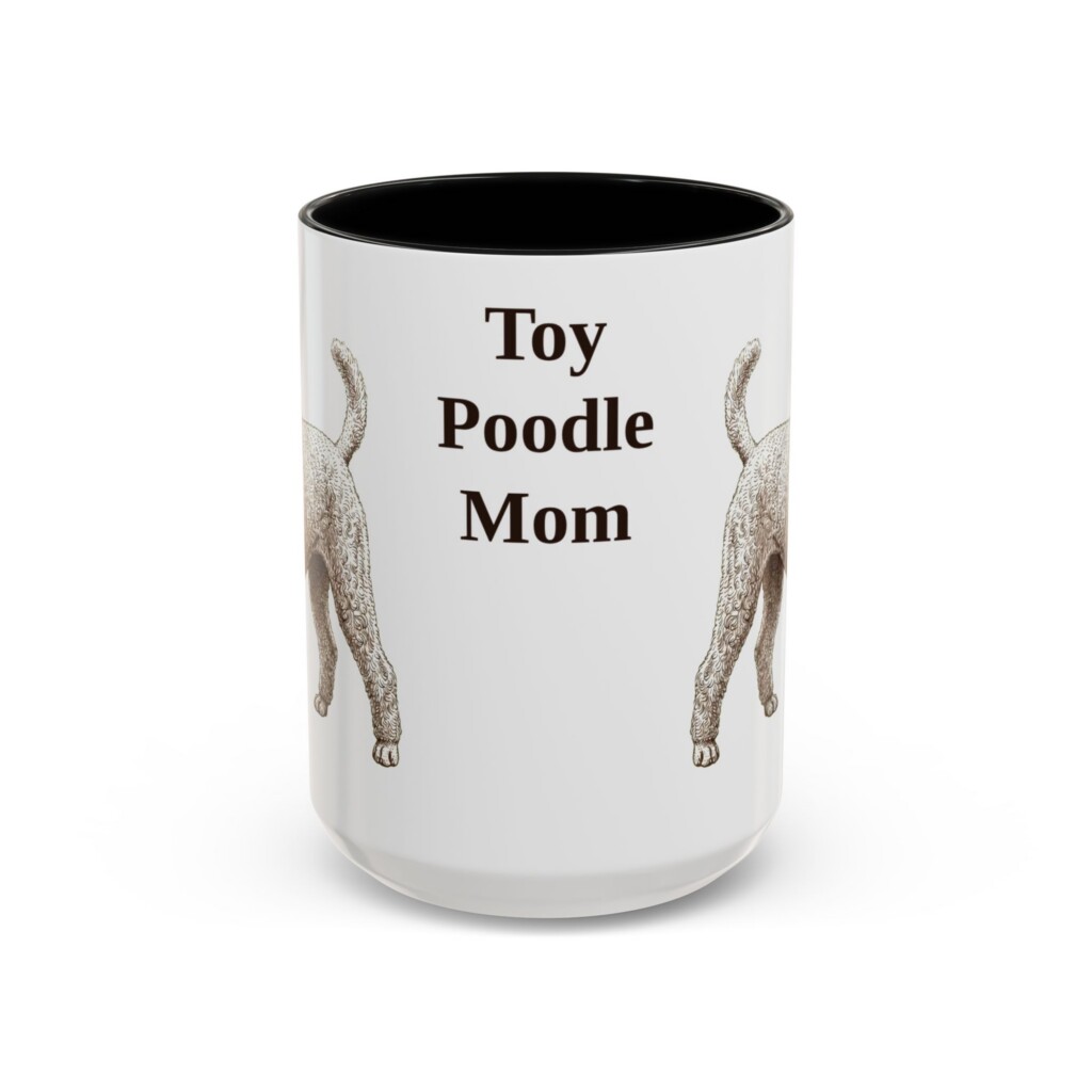15oz Toy Poodle Dog Mom Mug, Vintage Sketch Coffee Mug, Dog Mom Gift