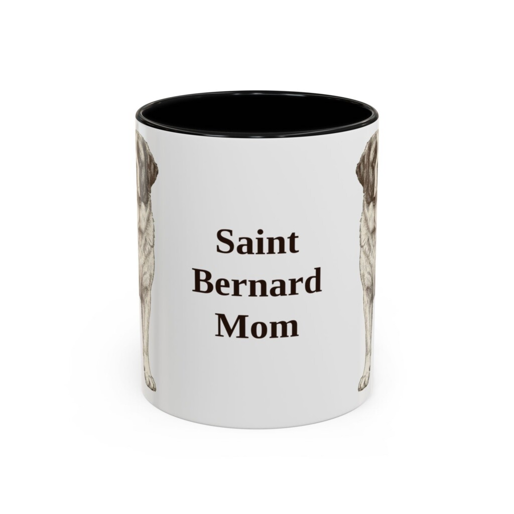 11oz Saint Bernard Dog Mom Mug, Vintage Sketch Coffee Mug, Dog Mom Gift
