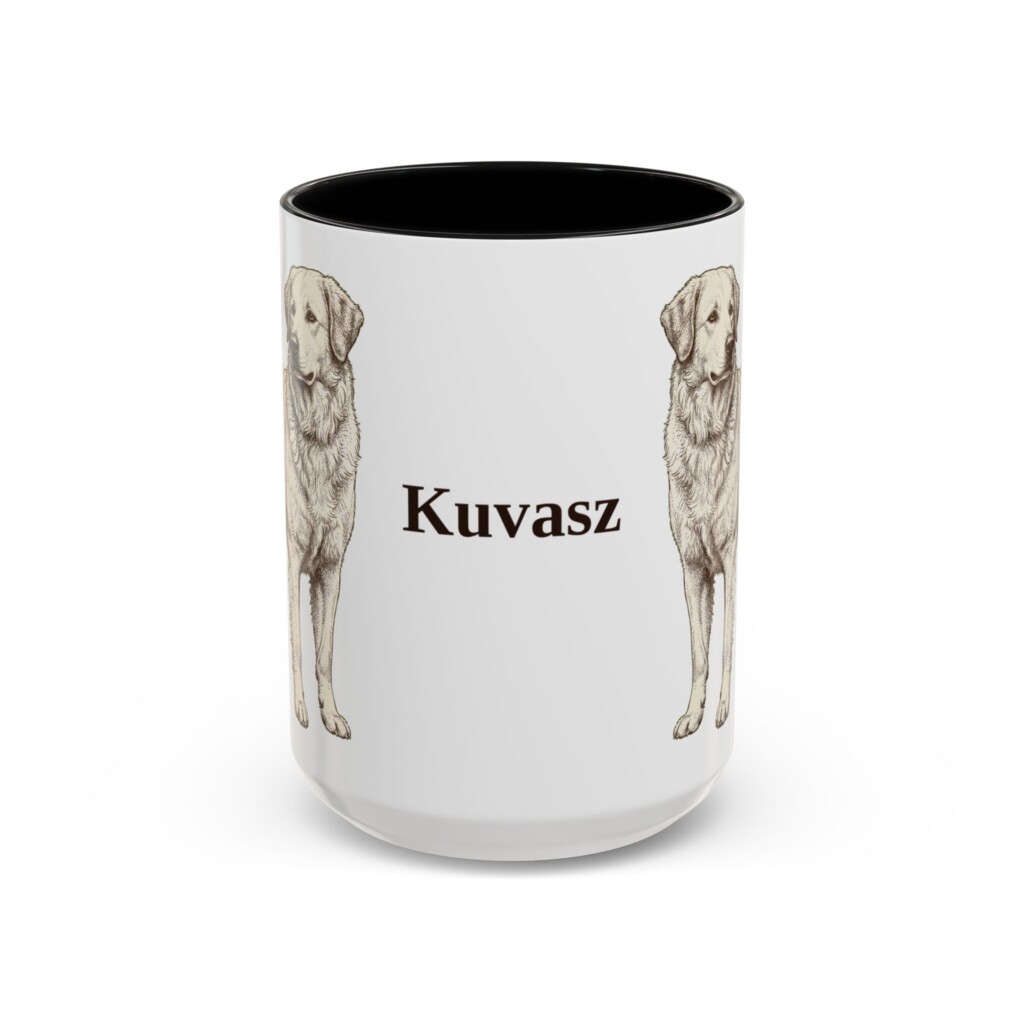 15oz Kuvasz Mug, Vintage Dog Portrait Coffee Mug, Dog Lover Gift