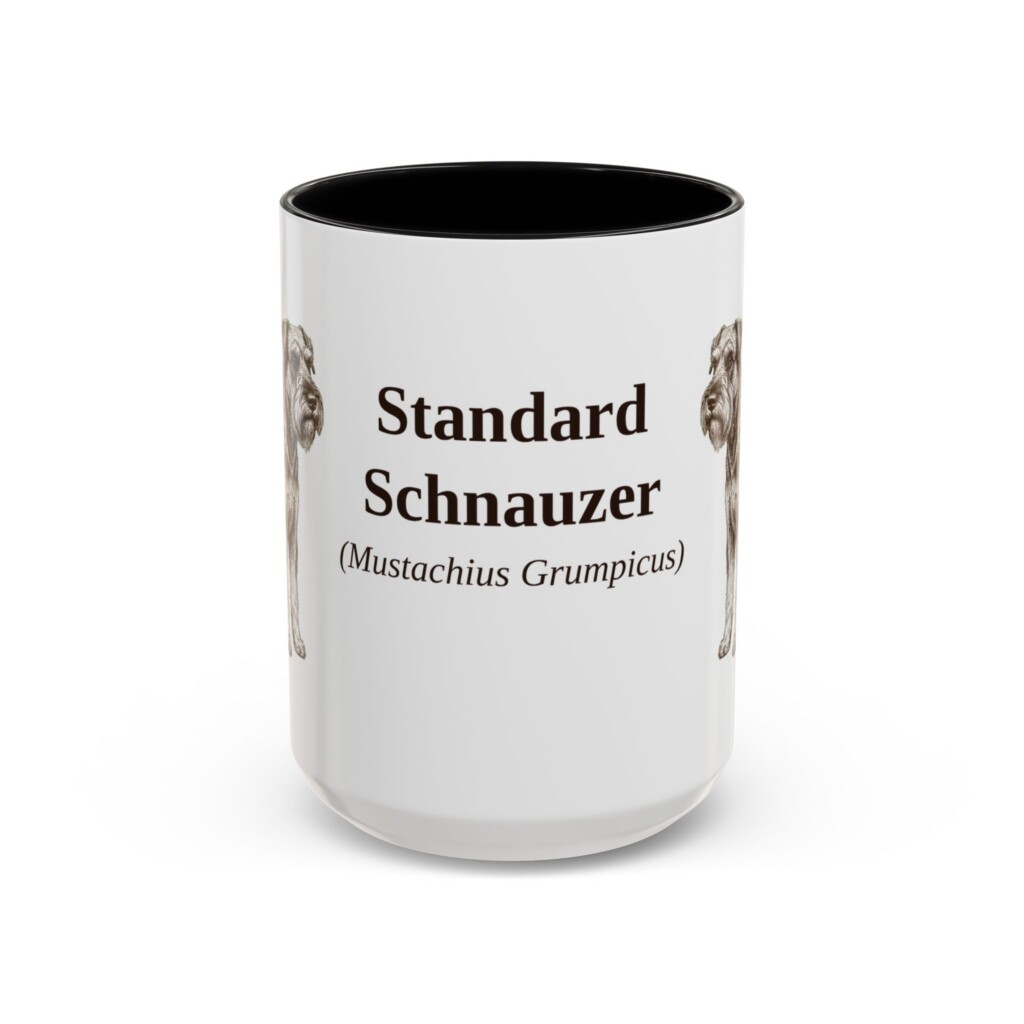 15oz Standard Schnauzer Latin Mug, Vintage Dog Coffee Mug, Dog Lover Gift