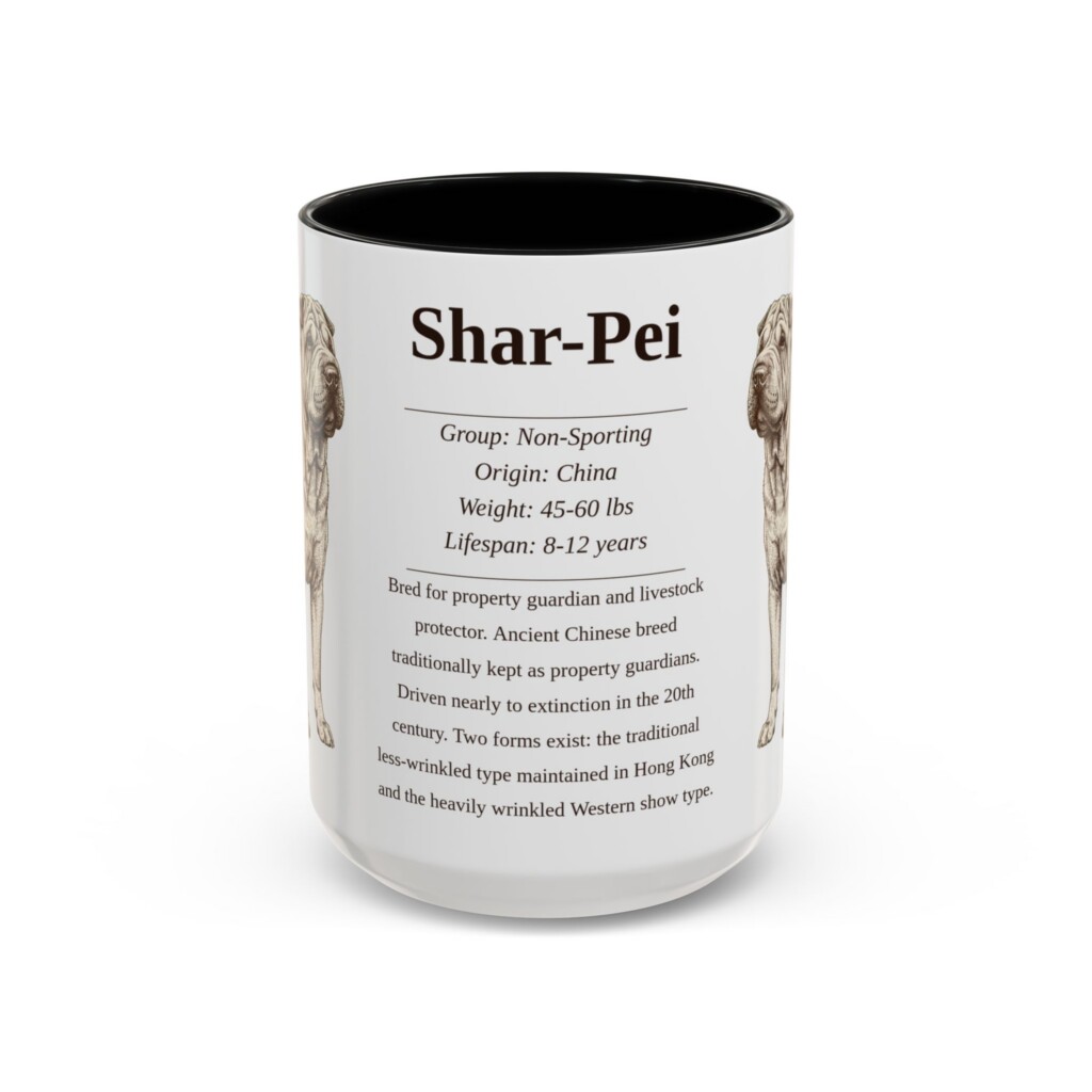 9436856293370564891_2048.jpeg 15oz Shar-Pei Mug, Illustrated Dog Breed Facts Coffee Mug, Vintage Dog Keepsake Gift