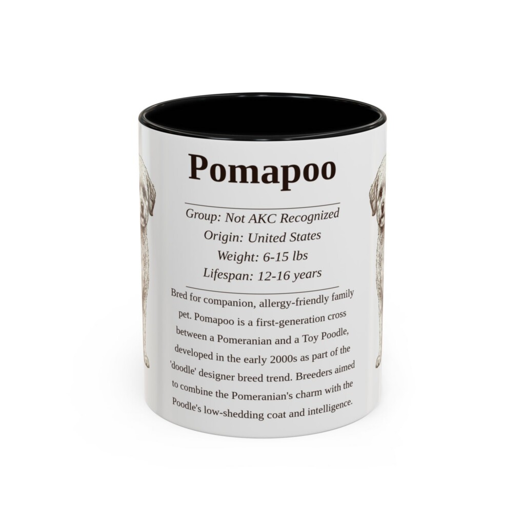 11oz Pomapoo Mug, Illustrated Dog Breed Facts Coffee Mug, Vintage Dog Keepsake Gift