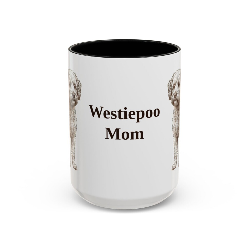 15oz Westiepoo Dog Mom Mug, Vintage Sketch Coffee Mug, Dog Mom Gift