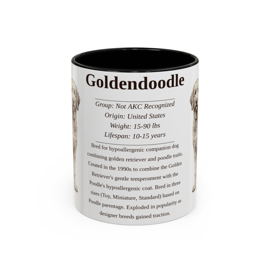 11oz Goldendoodle Mug, Illustrated Dog Breed Facts Coffee Mug, Vintage Dog Keepsake Gift