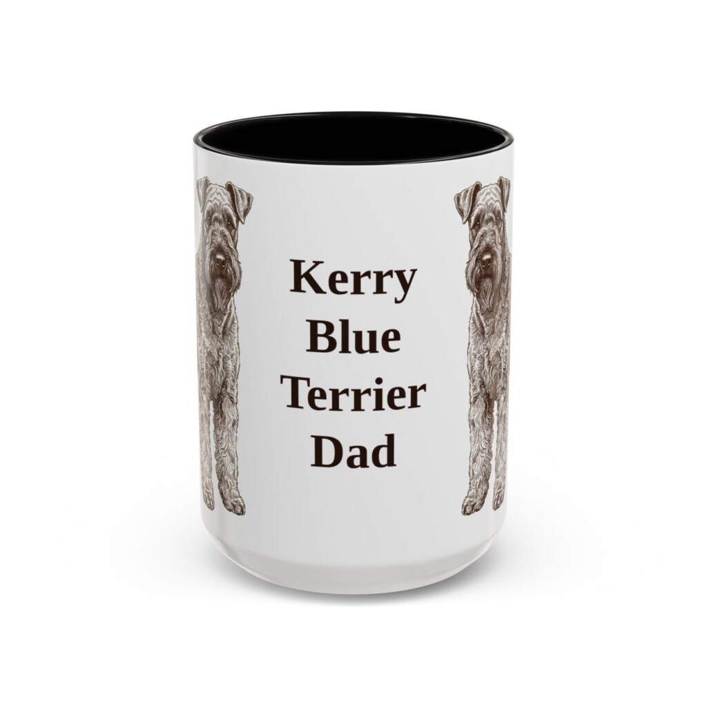 15oz Kerry Blue Terrier Dog Dad Mug, Vintage Sketch Coffee Mug, Dog Dad Gift