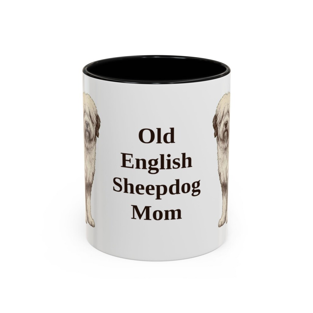 11oz Old English Sheepdog Dog Mom Mug, Vintage Sketch Coffee Mug, Dog Mom Gift