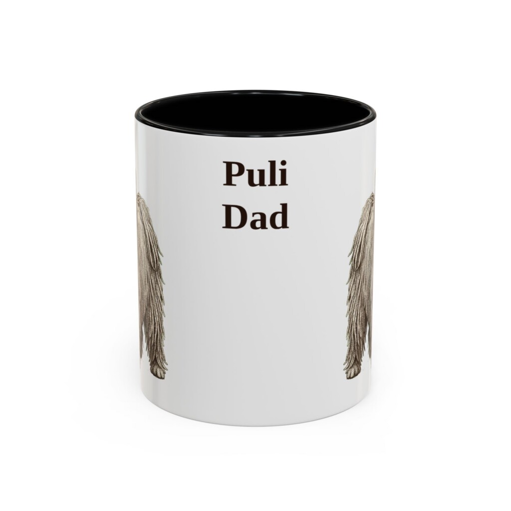 11oz Puli Dog Dad Mug, Vintage Sketch Coffee Mug, Dog Dad Gift