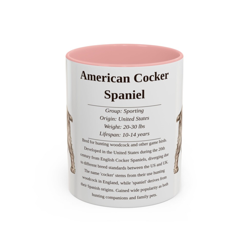 11oz American Cocker Spaniel Mug, Purple, front view