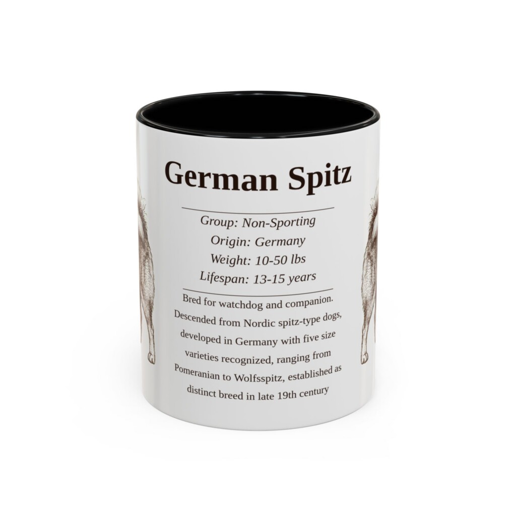 11oz German Spitz Mug, Illustrated Dog Breed Facts Coffee Mug, Vintage Dog Keepsake Gift