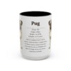 15oz Pug Mug, Illustrated Dog Breed Facts Coffee Mug, Vintage Dog Keepsake Gift