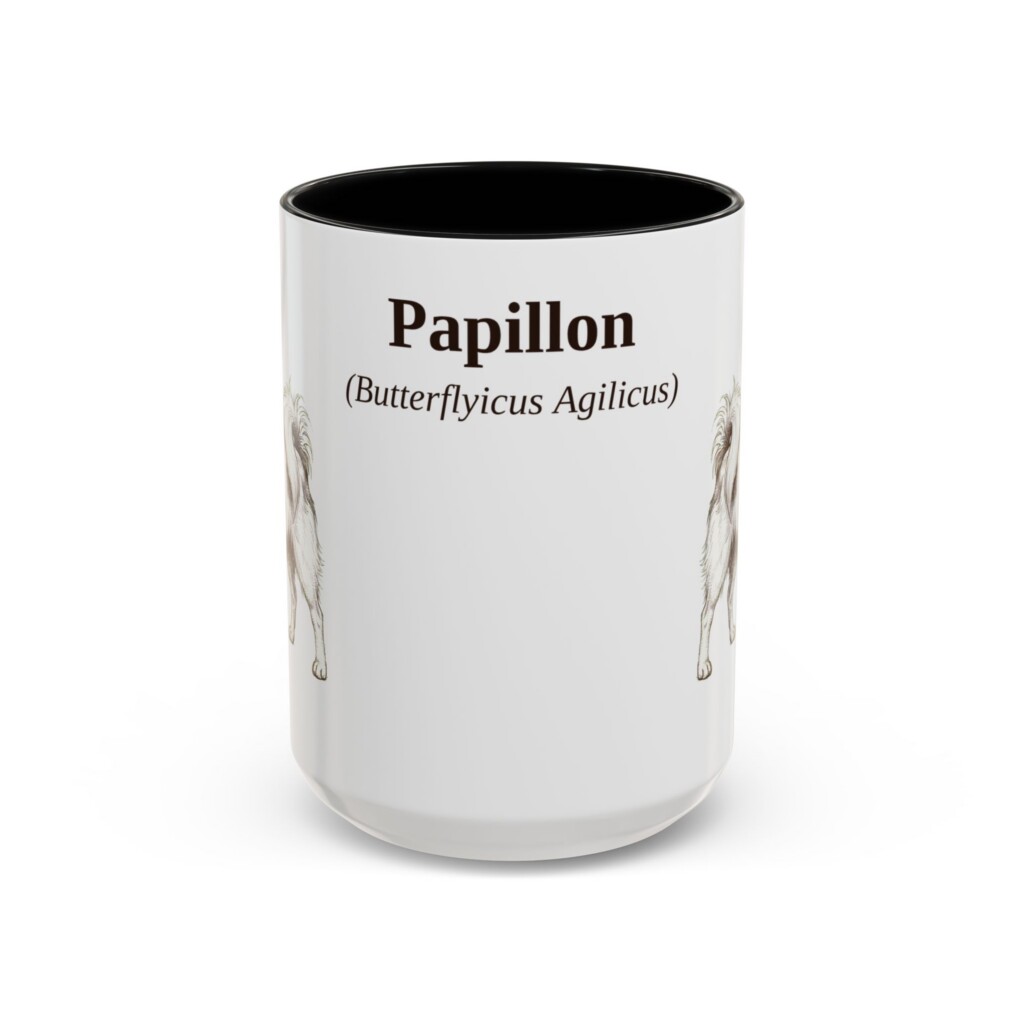 15oz Papillon Latin Mug, Vintage Dog Coffee Mug, Dog Lover Gift
