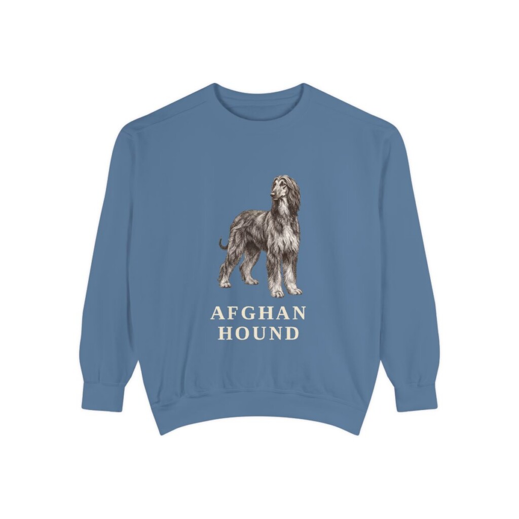 Afghan Hound Sweatshirt, Blue Jean, front view