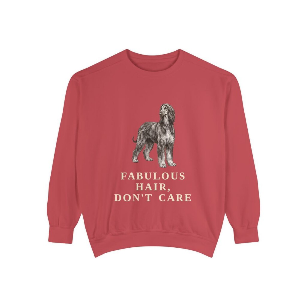 Afghan Hound Humor Sweatshirt, Crimson, front view