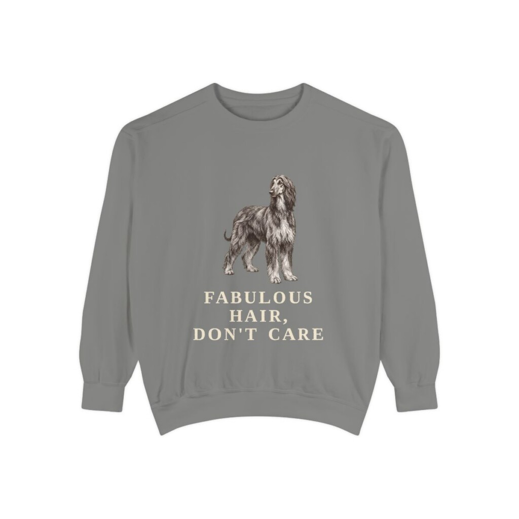 Afghan Hound Humor Sweatshirt, Grey, front view