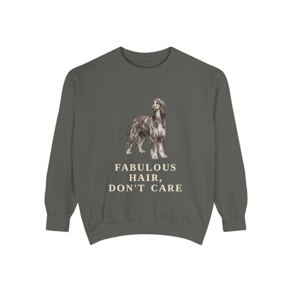 Afghan Hound Humor Sweatshirt, Pepper, front view