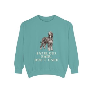Afghan Hound Humor Sweatshirt, Seafoam, front view