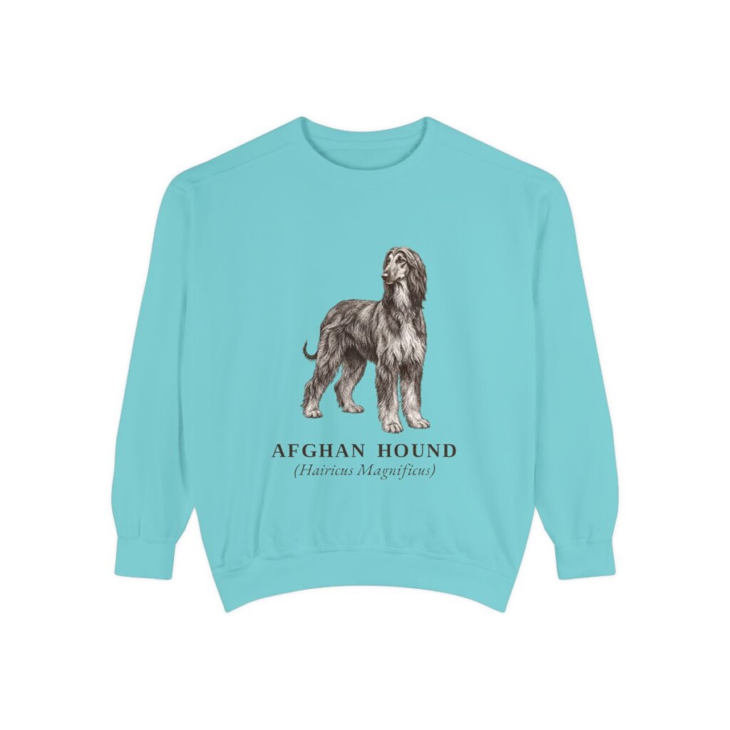 Afghan Hound Latin Sweatshirt, Chalky Mint, front view