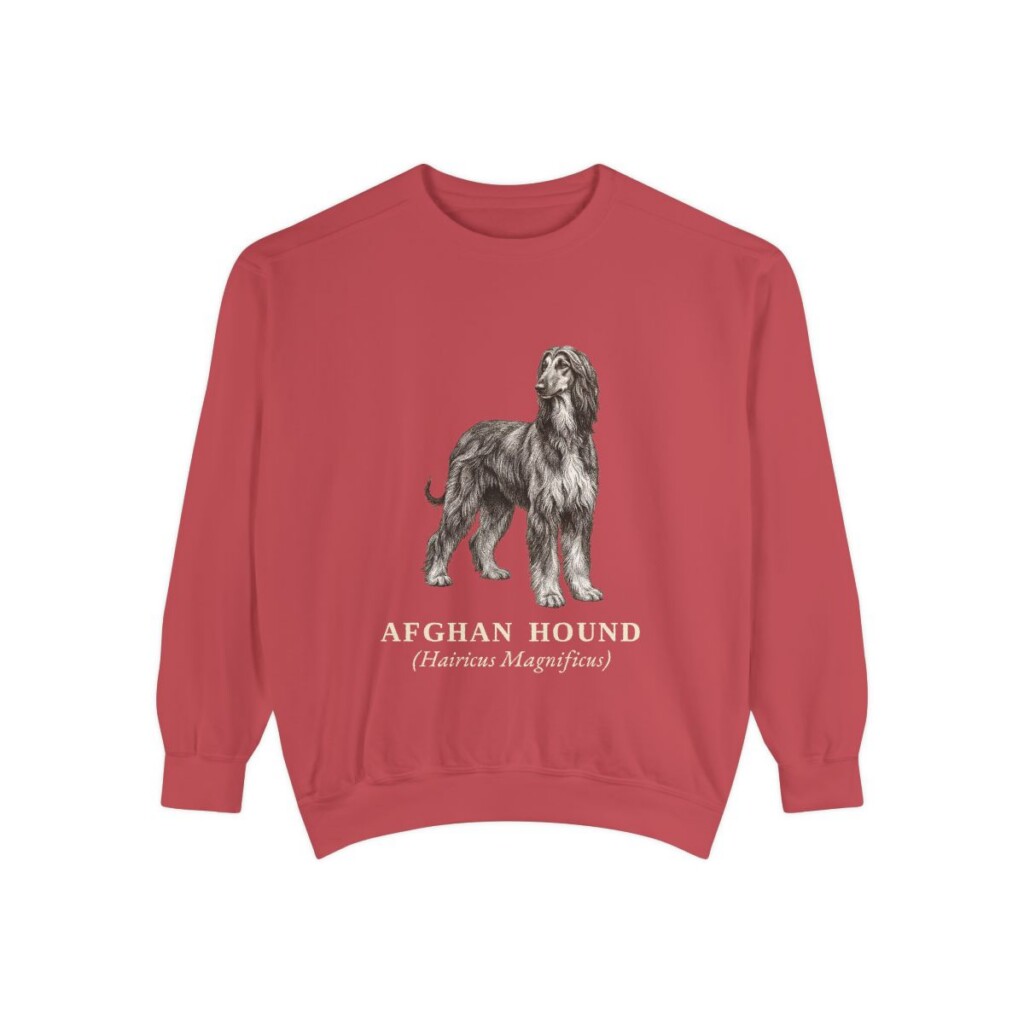 Afghan Hound Latin Sweatshirt, Crimson, front view