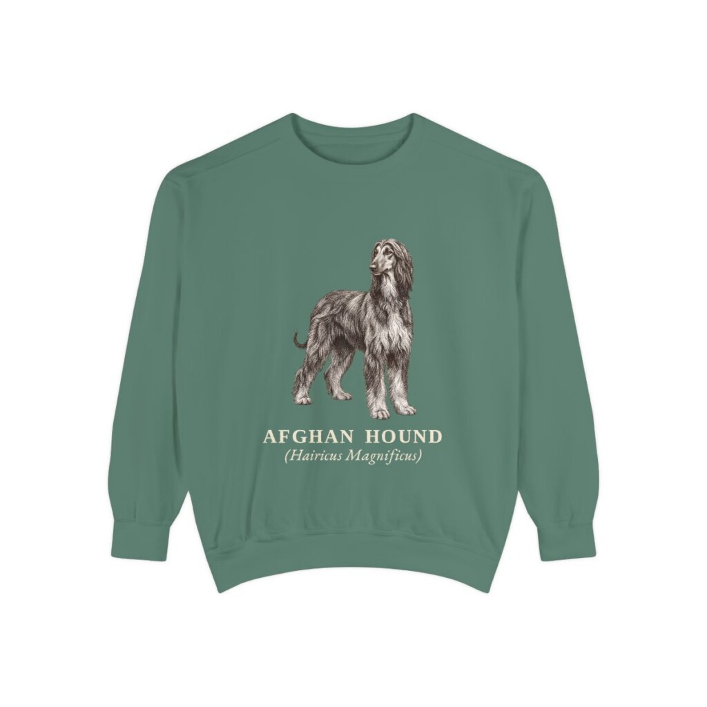 Afghan Hound Latin Sweatshirt, Light Green, front view