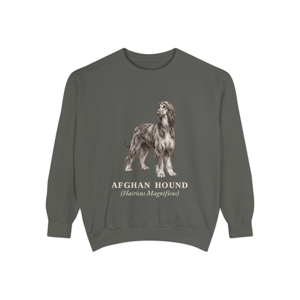 Afghan Hound Latin Sweatshirt, Pepper, front view